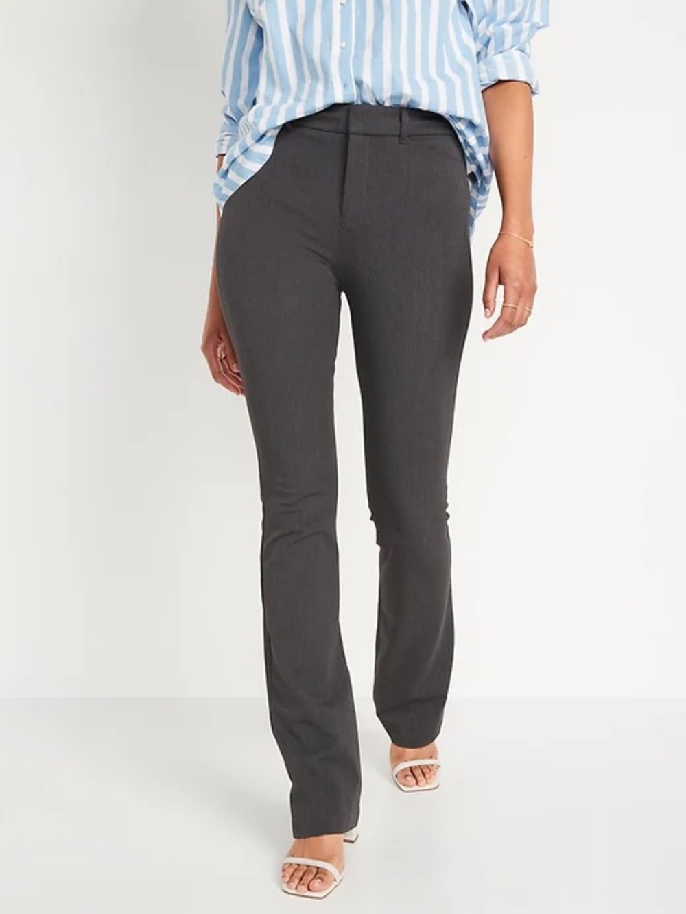 Old Navy High-Rise Pixie Flare Pants Gray Size 10 Petite Hemmed